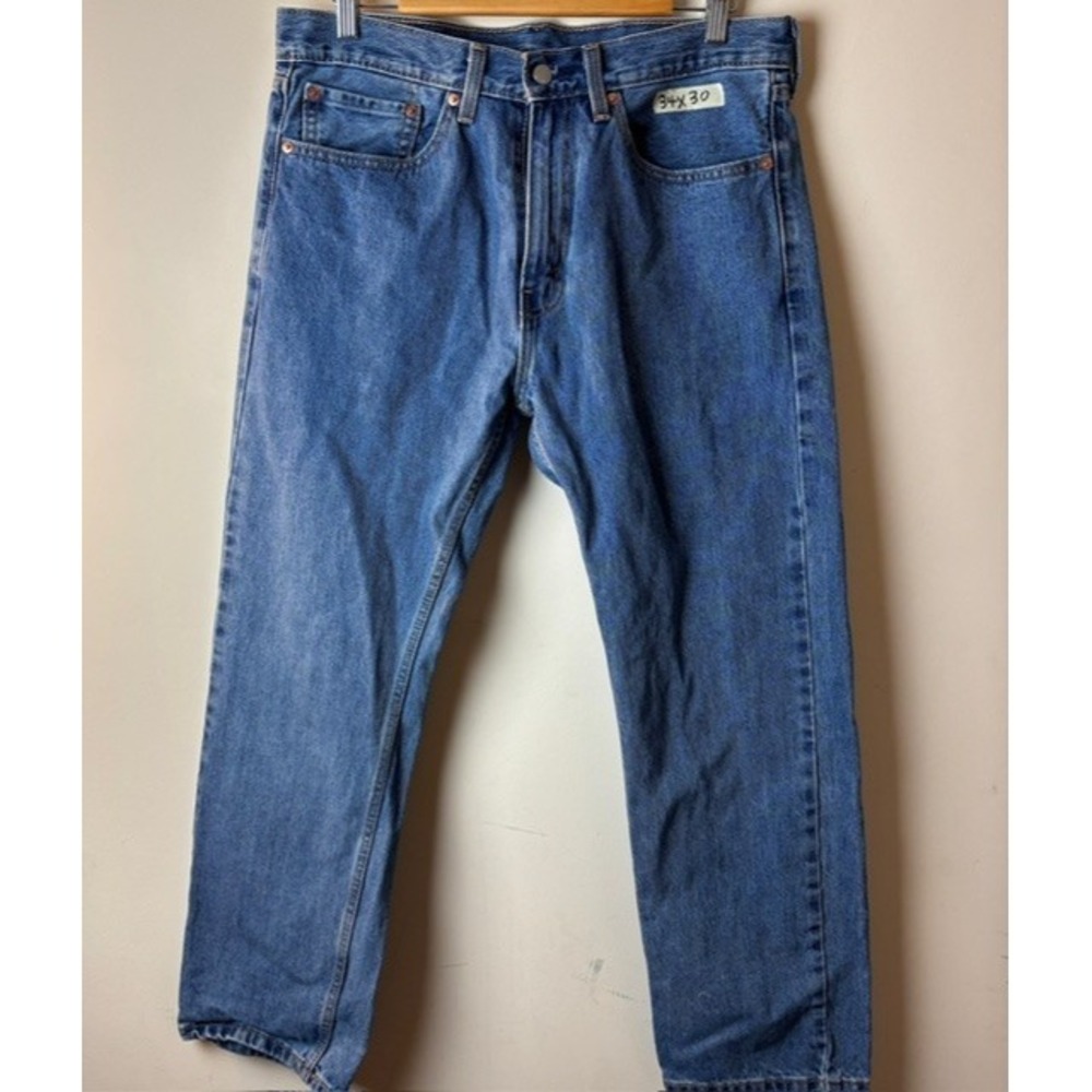 Mens 34x30 Levi's 505 Straight Jeans Blue Denim Cotton 5-Pocket Everyday Comfort
